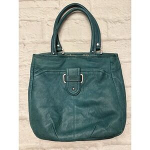 Perlina Brushed Leather Hobo Shoulder Bag Purse Green Buckle Medium Tote